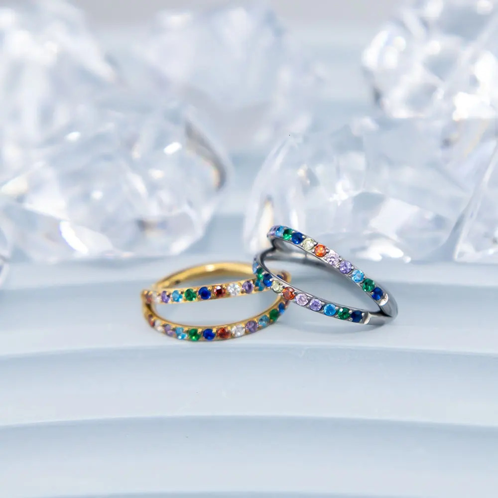 10/50pcs G23 Earrings Set 5A CZ Stones Sexy Nose Rings Daith Lip Hoops Ear Helix Cartilage Piercing Wholesale Jewelry 240117