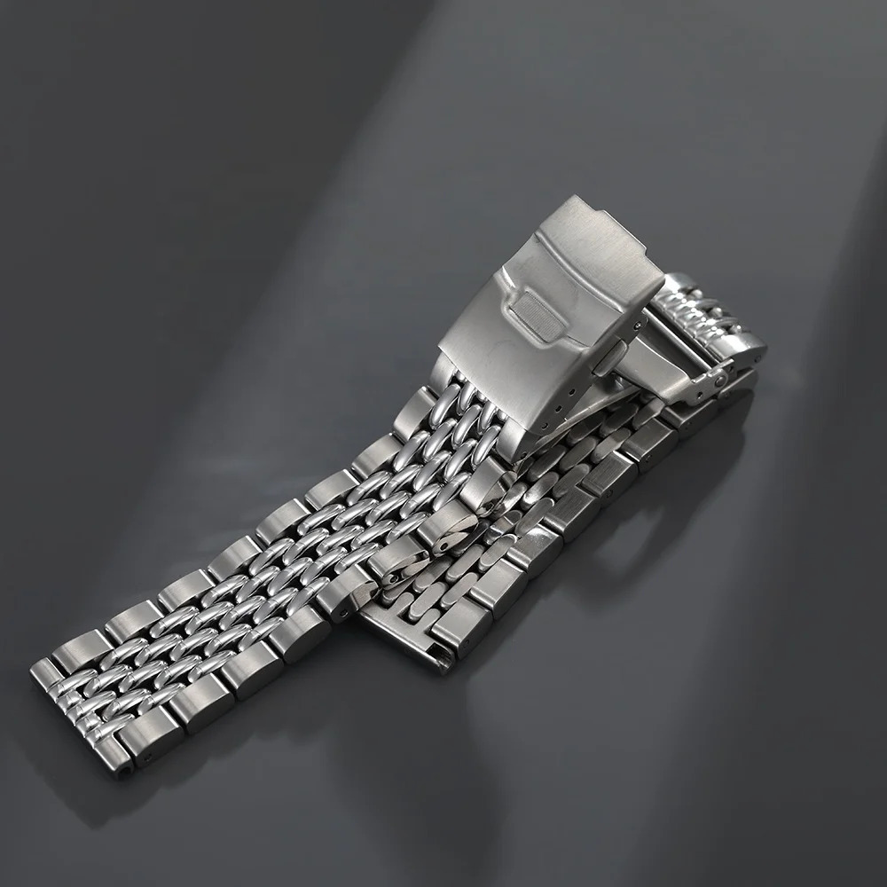 Silver Stainless Steel 20MM 22MM Bead Of Rice Watch Band Bracelet Fit For SKX007 Dive 240116