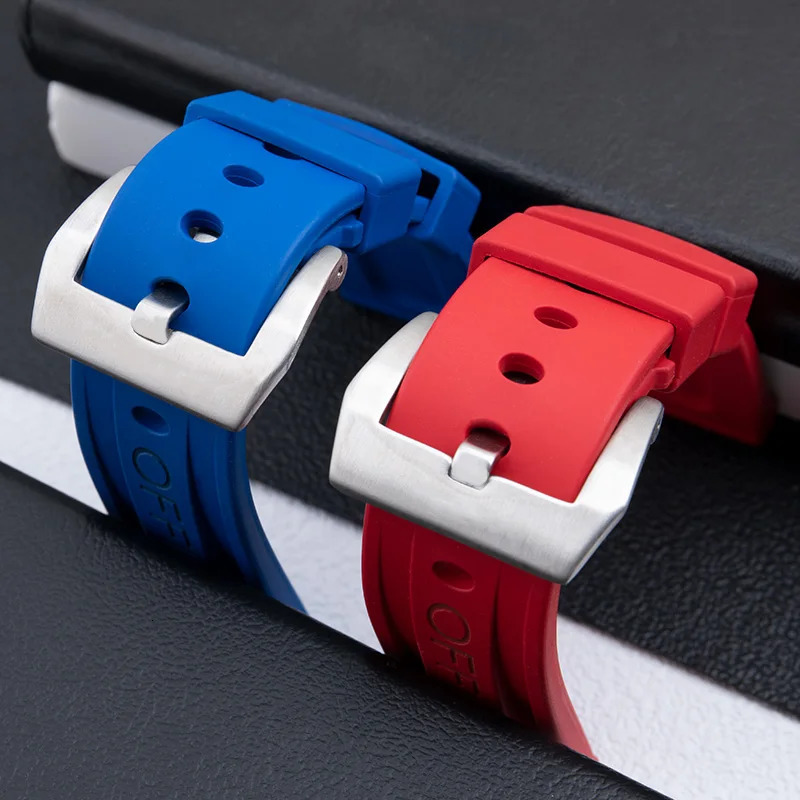 2224mm HighQuality Soft FKM Fluororubber Rubber Watchband Fit For PAM441111 Series With Tang Buckle Strap 240116