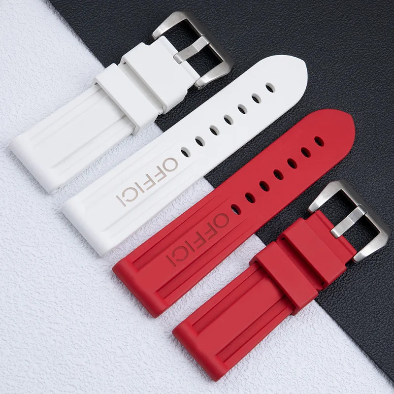 2224mm HighQuality Soft FKM Fluororubber Rubber Watchband Fit For PAM441111 Series With Tang Buckle Strap 240116