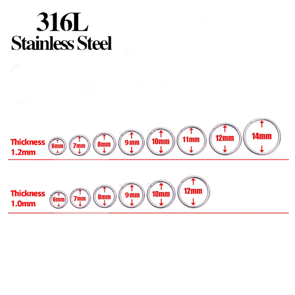 10pcs Stainless Steel hoop Earrings Nose Ring for women Piercing White zircon Body Jewelry Round Nose Ring wholesale 240117