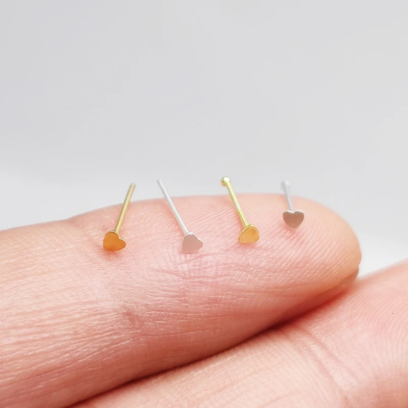 pack of 20pcs 925 Sterling Silver Heart tiny Nose stud pin Nose piercing Nariz jewelry 240117