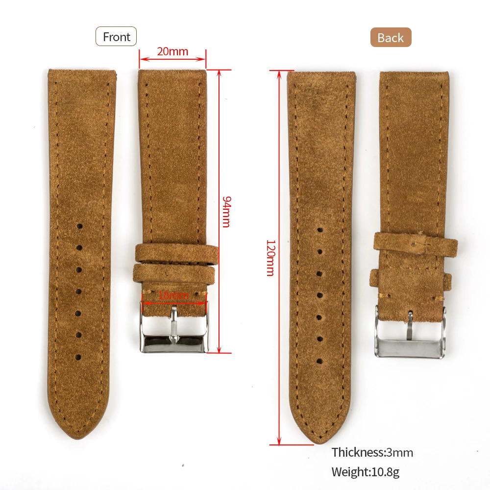 Soft Suede Leather Watch Band 18mm 20mm 22mm Brown Coffee Blue Strap Stainless Steel Buckle for Men Women Watchband 240116