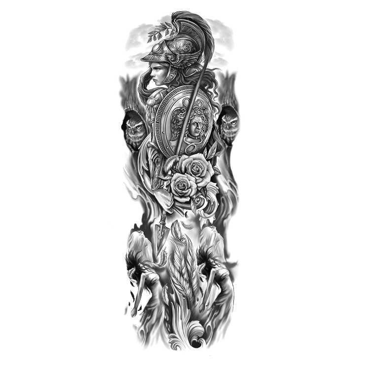 Full arm flower large pattern wind lion wolf sexy simulation tattoo water transfer Tattoo Sticker