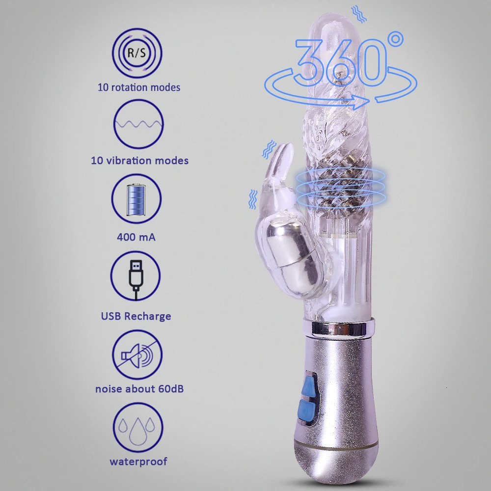 Rabbit G Spot Dildo Vibrator Clitoris Stimulator Penis Anal Double Penetration Tongue Licking Rod Sex Toy For Women Adult 240117