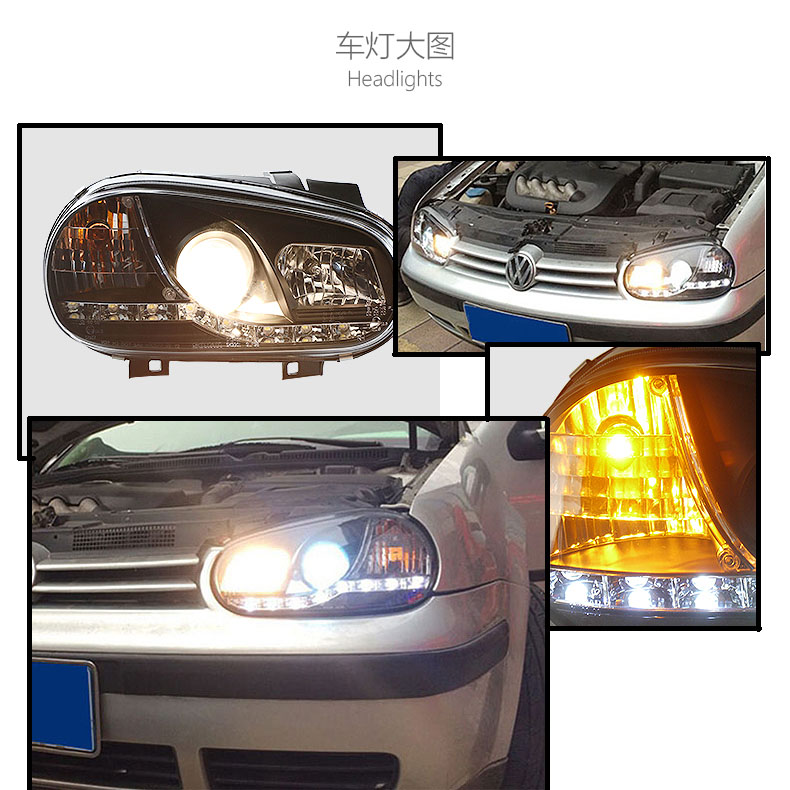 Car Turn Signal Head Lamp for VW Golf 4 LED Daytime Running Headlight 2004-2008 MK4 High Beam Light Lens