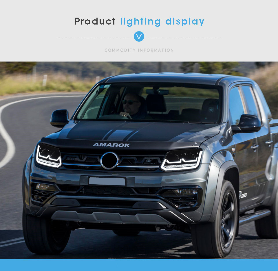 LED Daytime Running Head Light for VW Amarok Car Headlight 2008-2020 Turn Signal High Beam Lamp Lens