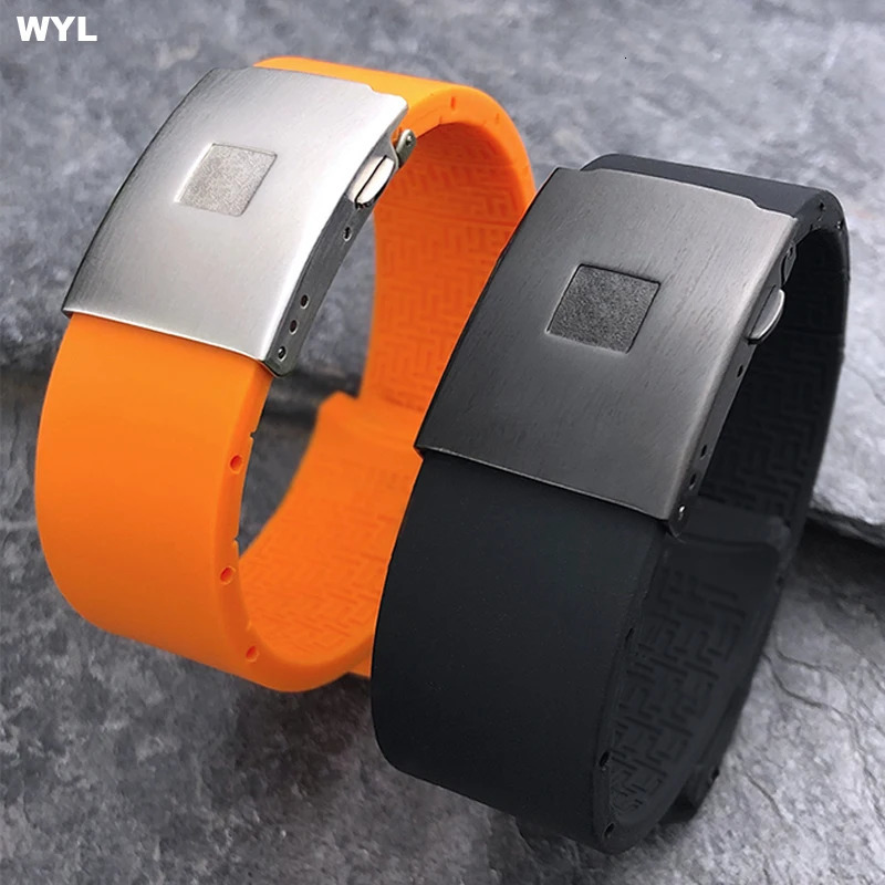20mm 21mm Black Orange Silicone Rubber Strap FOR Tissot TOUCH COLLECTION EXPERT SOLAR Series T091T013 T081 Mens Watch bracelet 240116