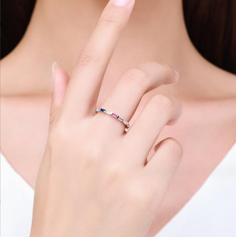 Sterg Sier Joint Princess Cut Colorful Wedding Ring - 5A Cubic Zirconia Jewelry for Women