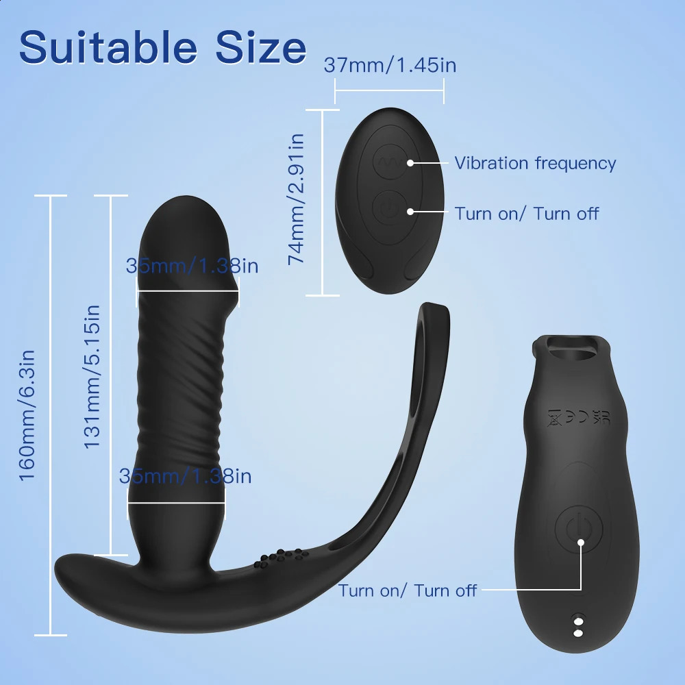 Telescopic Male Anal Vibrator Prostate Massager Wireless Buttplug Thrusting Plug Anus Penis Ring Sex Toys For Men 240117