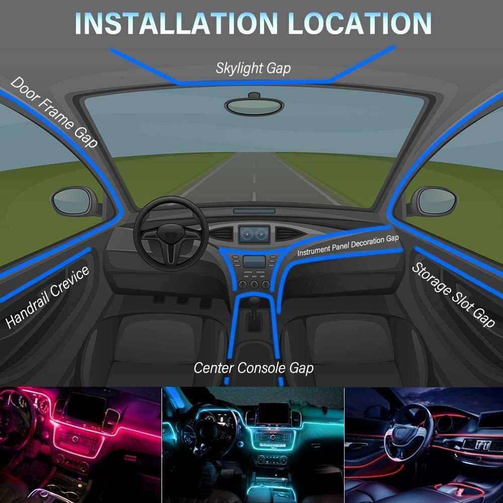 New Neon Car Interior Lights RGB Ambient Light Fiber Optic Kit With APP Wireless Control LED Auto Atmosphere Decorative Lamp