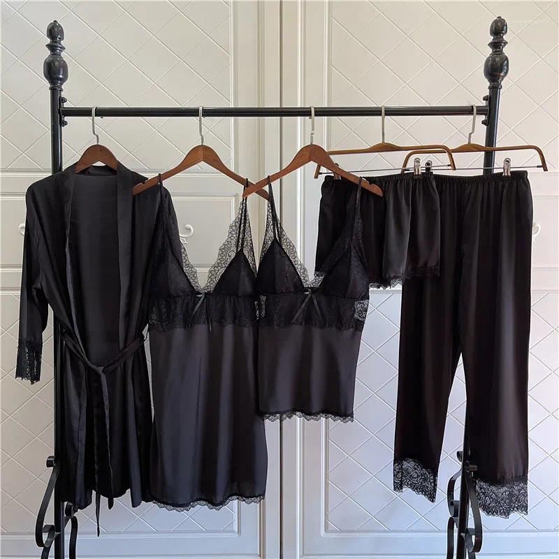 Women's Sleepwear Suspender Nightgown Five-Piece Suit