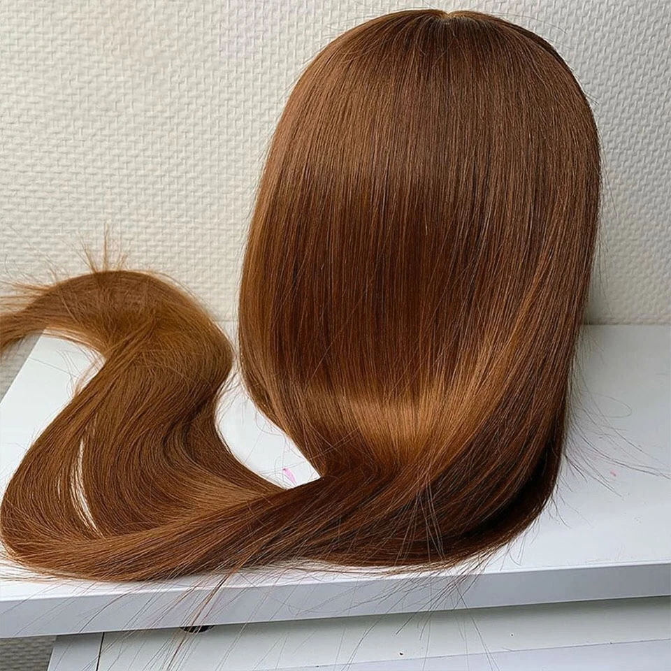 Free shipping Glueless Peruvian Soft Chocolate Brown Straight HD Front Silation Human Hair for Women Pre Plucked 360 Full Lace Frontal Wigs