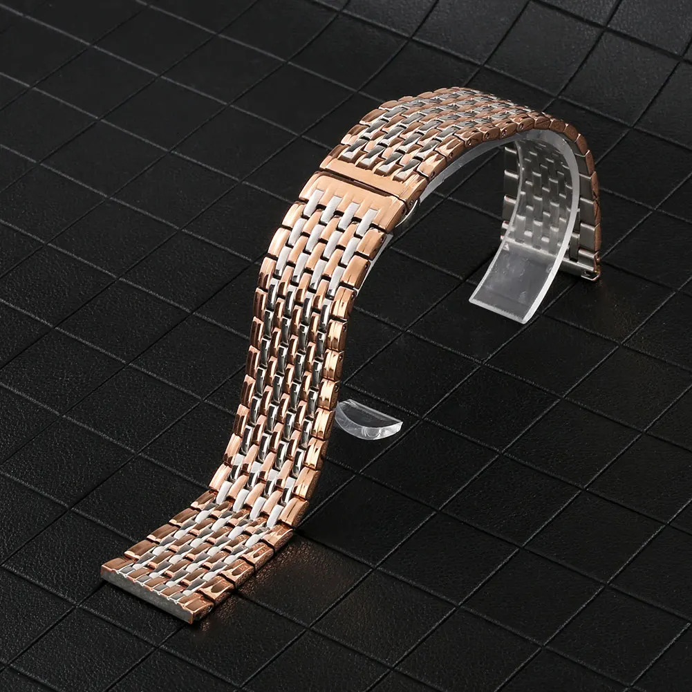 SilverGoldRose Gold Stainless Steel Watchbands for Men 20mm 22mm Watch Straps Women Clock Replacement Bracelet Band 240116