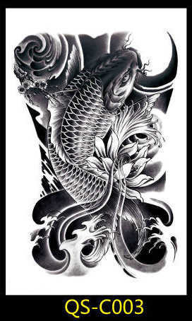 Makeup tattoo stickers Geisha with mechanical arms, flower dan carp skull, personalized arm