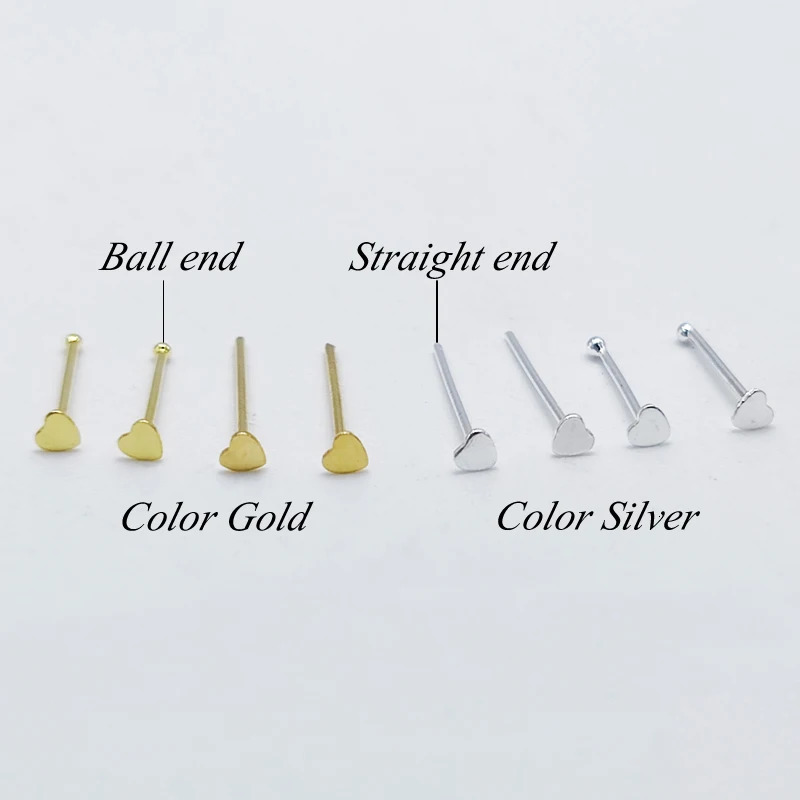pack of 20pcs 925 Sterling Silver Heart tiny Nose stud pin Nose piercing Nariz jewelry 240117