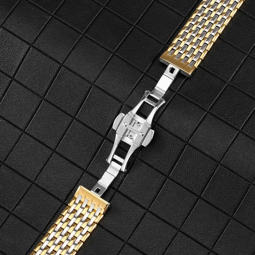 SilverGoldRose Gold Stainless Steel Watchbands for Men 20mm 22mm Watch Straps Women Clock Replacement Bracelet Band 240116