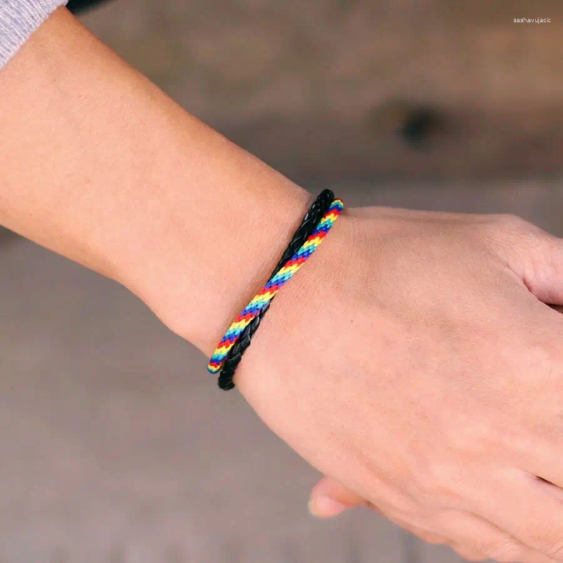 Charm Bracelets Novel Mens Bracelet Ethnic Rope Braslet Stainless Steel Detachable Magnet Buckle Leather Braclet Gifts For Boyfriend