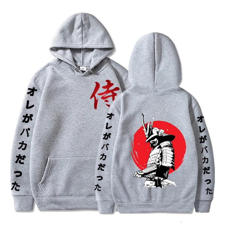 Samurai Japanese Style Anime Print Hoodie Street Harajuku Casual Loose Sweatshirt Comics Hiphop Clothing Unsex Pullover 240117