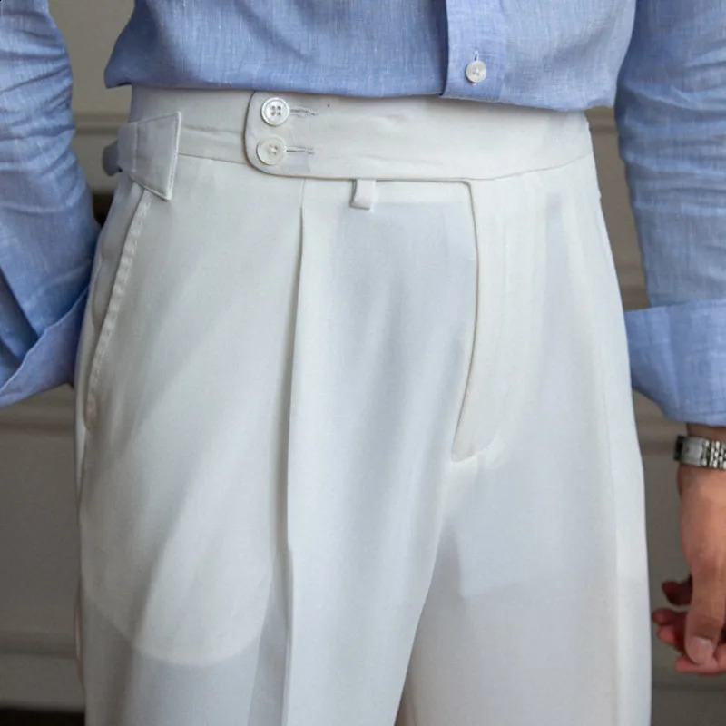 Leisure Mens Suit Pants Slim Fit Trousers For Wedding Party Business Formal Waistline Spring Summer 240117