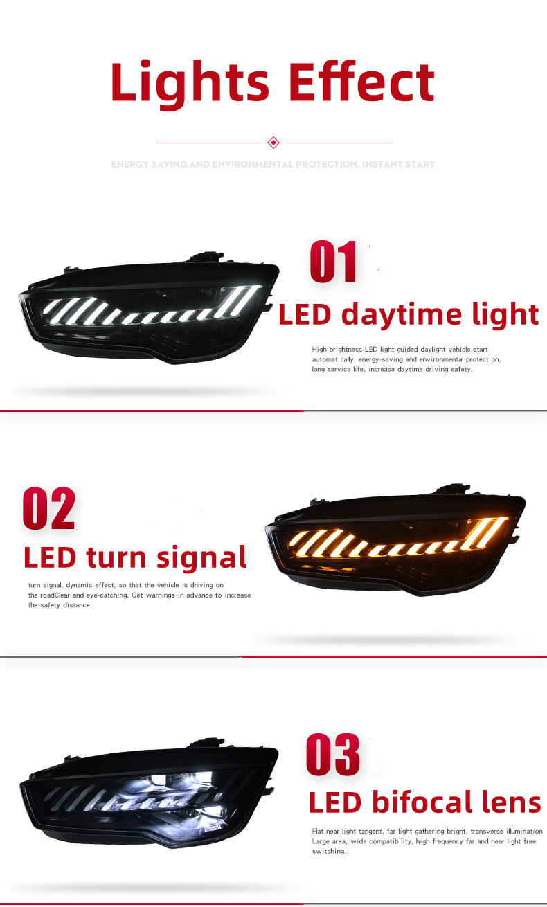 High Low Beam for Audi A7 Headlights 2011-20 17 RS7 LED Daytime Lights DRL Dynamic Turn Signal Head Lamp