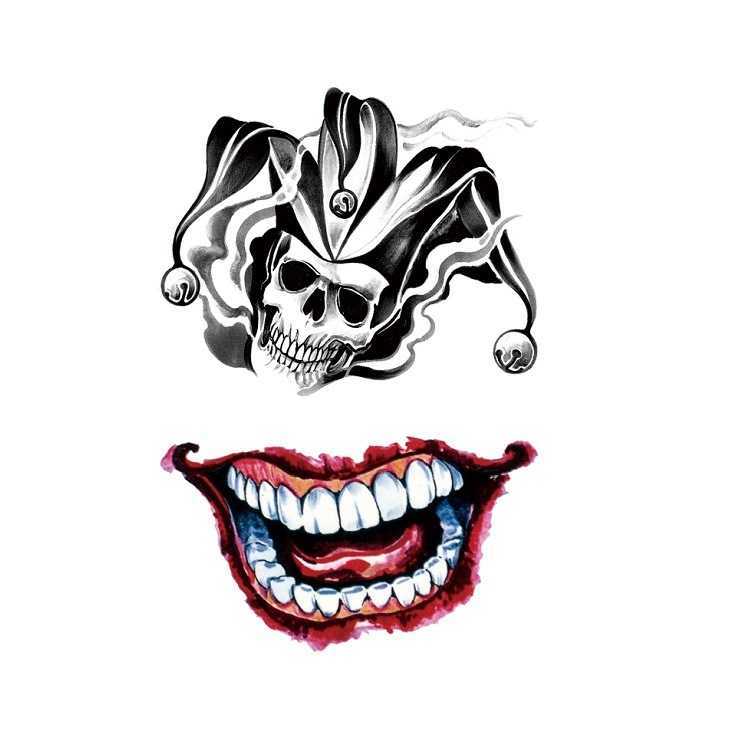 Joker Mouth Floral English Colorful Lion Tiger Half Arm Animal Pattern Water Transfer Simulation Tattoo Sticker