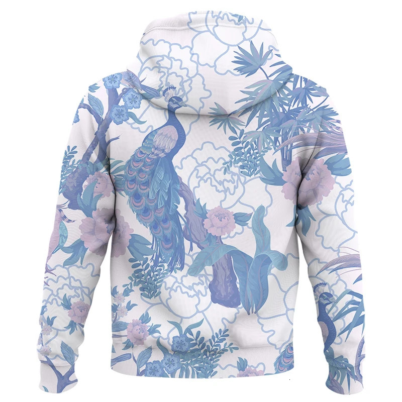 Flower bird and plant illustration 3D Print Zipper Hoodie Sweatshirts Men Women Fashion Casual Pullover Oversized Hoodies 240117