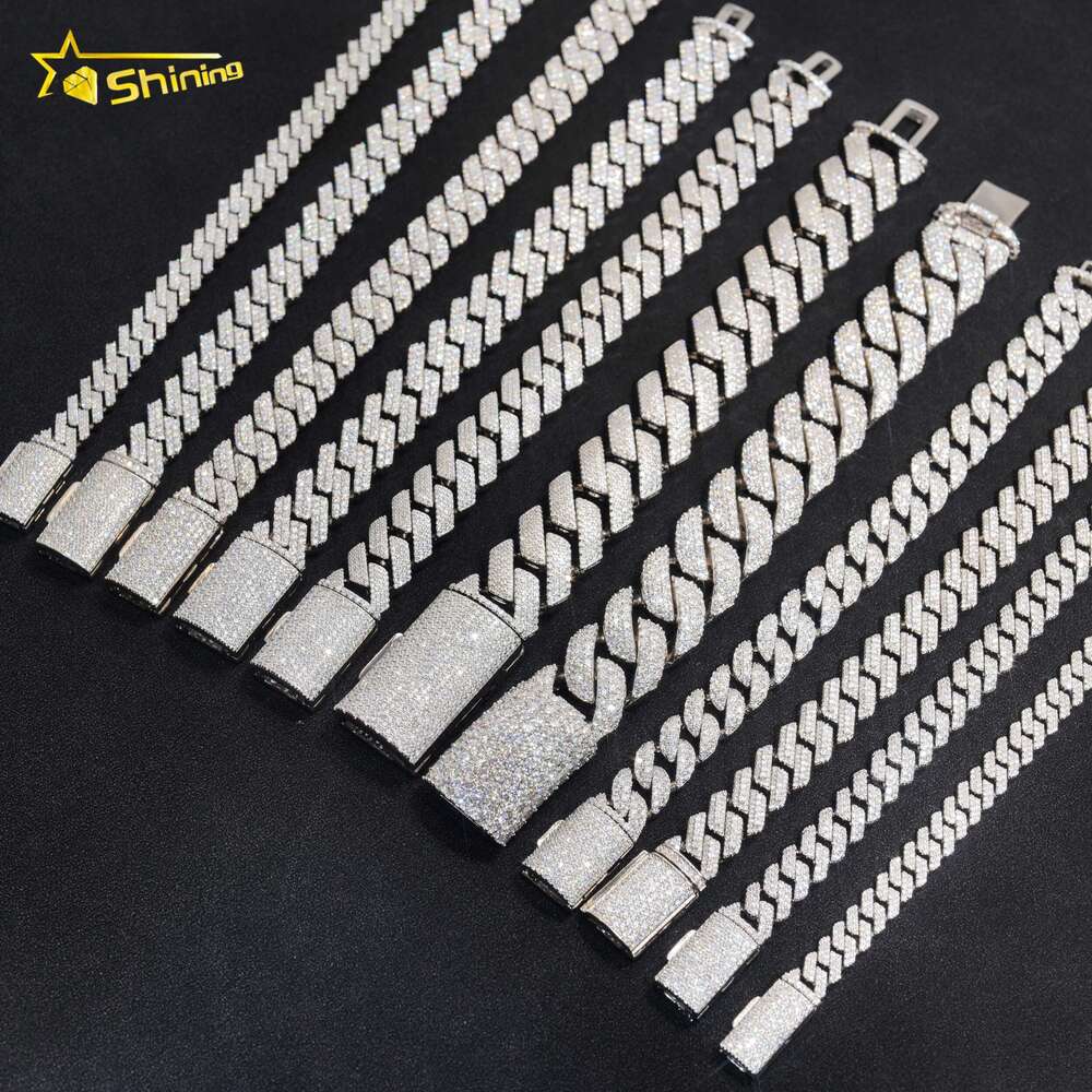 bracelet necklace mossanite Shining Jewelry Pass Diamond Tester S925 6MM 8MM 10MM 12MM Iced Out Hip Hop Jewelry VVS Moissanite Cuban Link Bracelet Men
