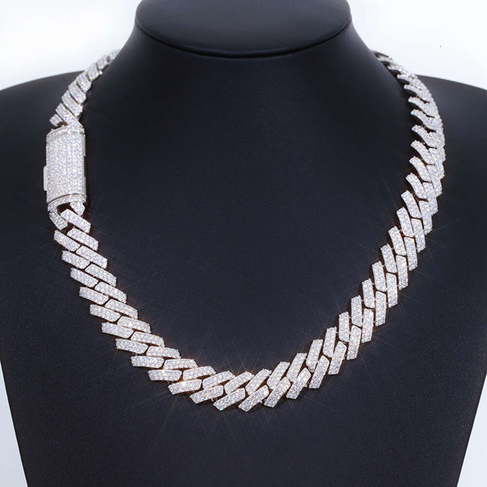 necklace moissanite chain Hip Hop Cuban Link Chain 925 Sterling Silver Diamond Necklace Vvs Moissanite man Jewelry