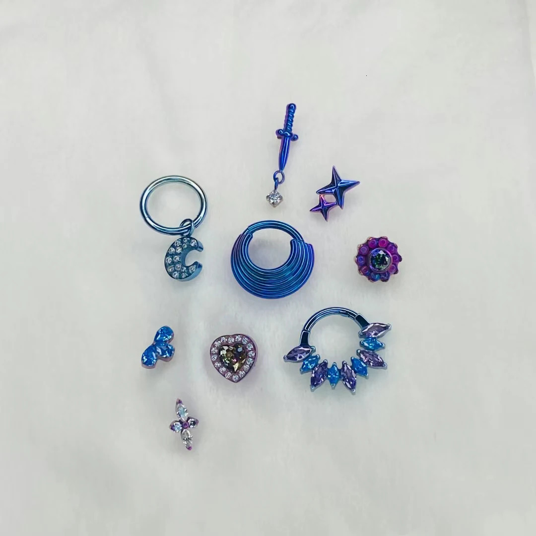 Astm 36 Hinged Segment Hoop Rings Pride Colorful Marquise CZ Nose Septum Earring Jewelry Piercing 240117
