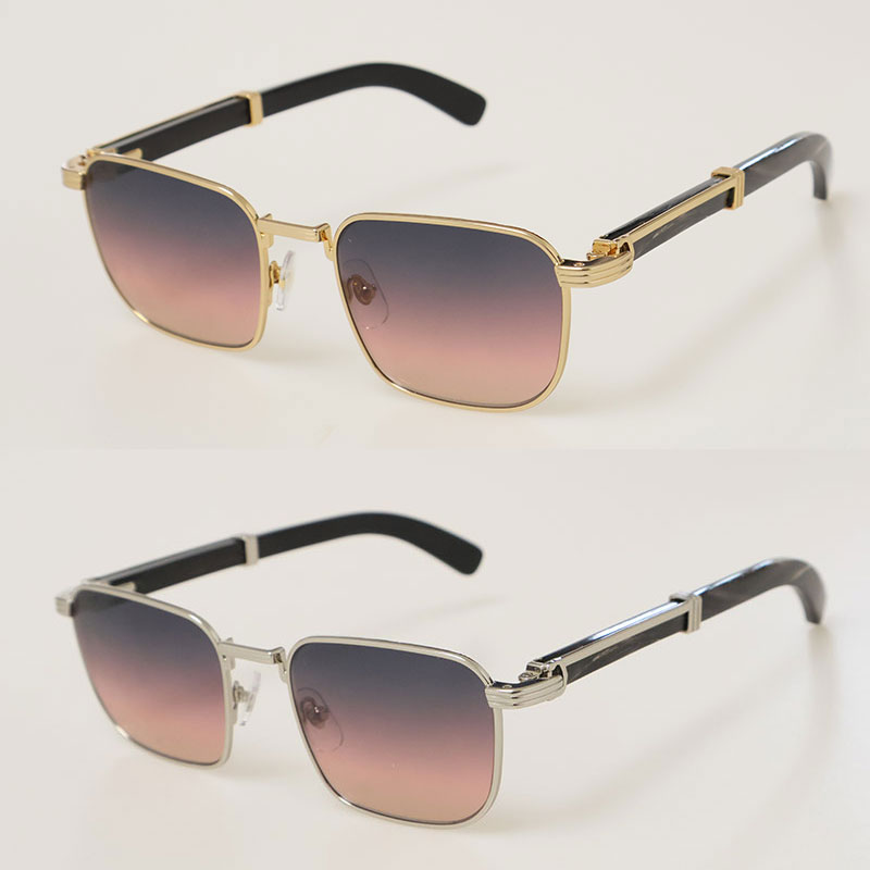 Selling Buffs 0363S Sunglasses Original Gold-Black Buffalo Horn Male Female Glasses MARBLED BLACK BUFFALO HORN Square Unisex Size 54-21-145MM New