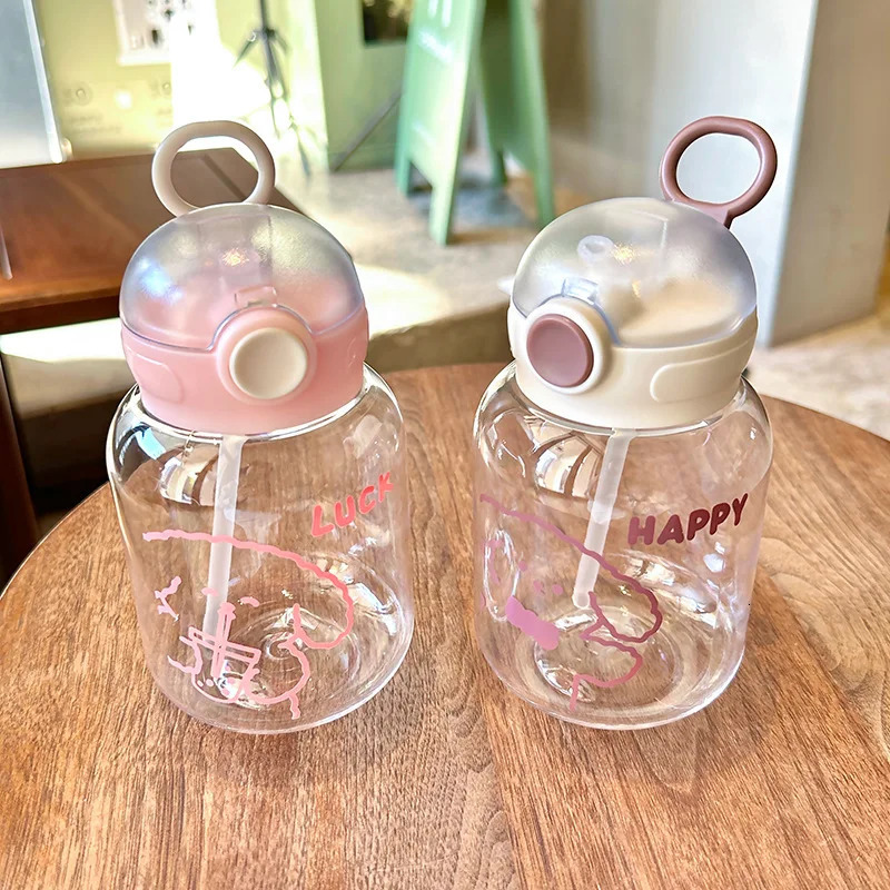 600ML Kids Sippy Cup Water Bottles Creative Cartoon Feeding With Straws And Lids Spill Proof Portable Toddlers Drinkware 240117