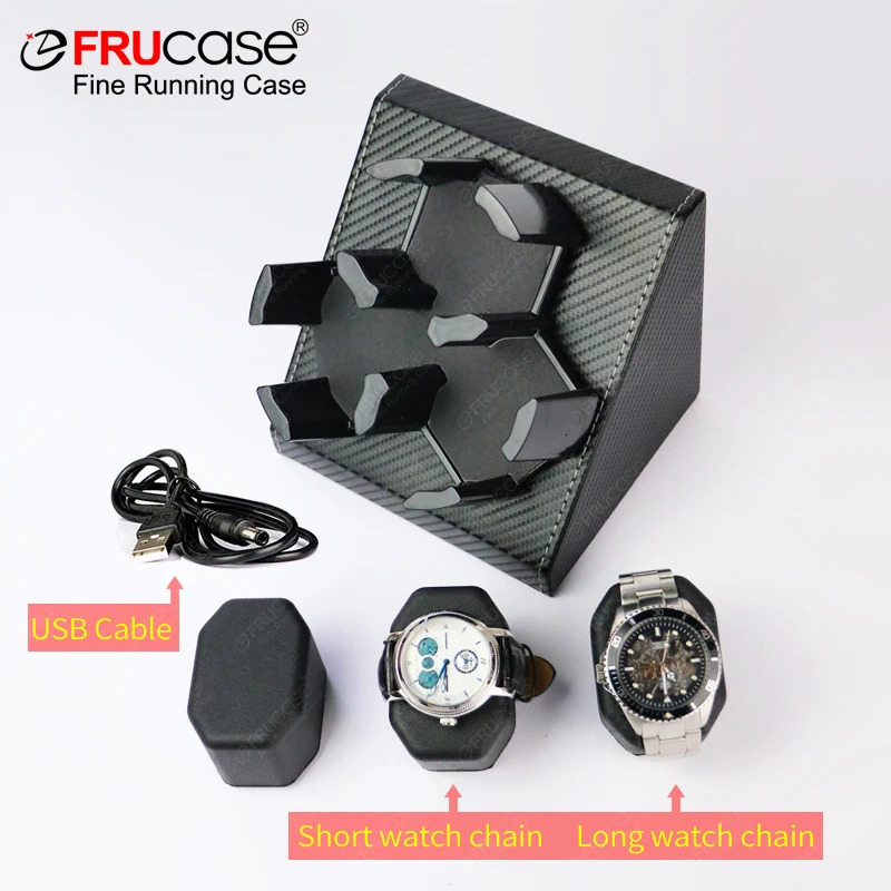 FRUCASE PU Watch Winder for automatic watches automatic winder for 3 watches 240117