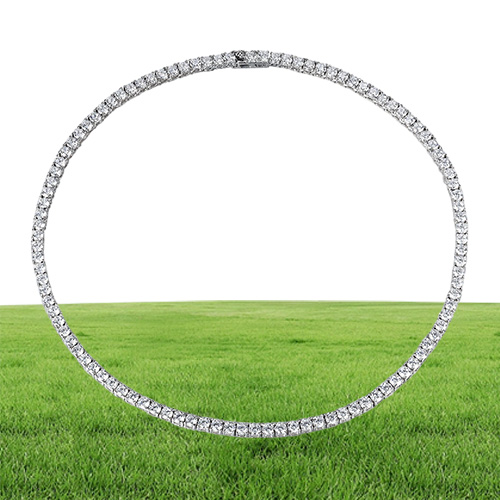 Hip Hop Tennis Necklace 4MM Created Moissanite Gemstone Unisex Basic Tennis Chain Necklace Fine Jewelry