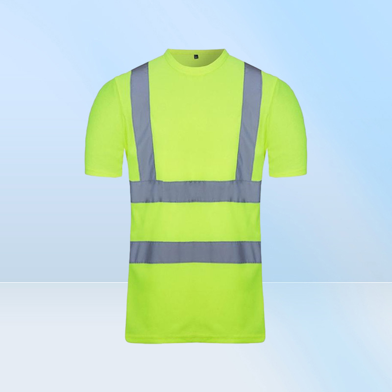 Men039s TShirts Reflective Safety Short Sleeve TShirt High Visibility Road Work Tee Top Hi Vis Workwear5293347