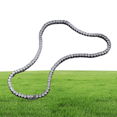 Hip Hop Tennis Necklace 4MM Created Moissanite Gemstone Unisex Basic Tennis Chain Necklace Fine Jewelry