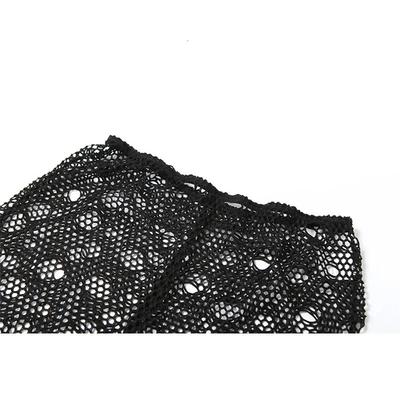 Women Sexy Club Hole Hollow Sheer Slim 2 Piece Set Full Sleeve Crop Top High Waist Pants Spicy Girl Outfits Hipster Streetwear 240117