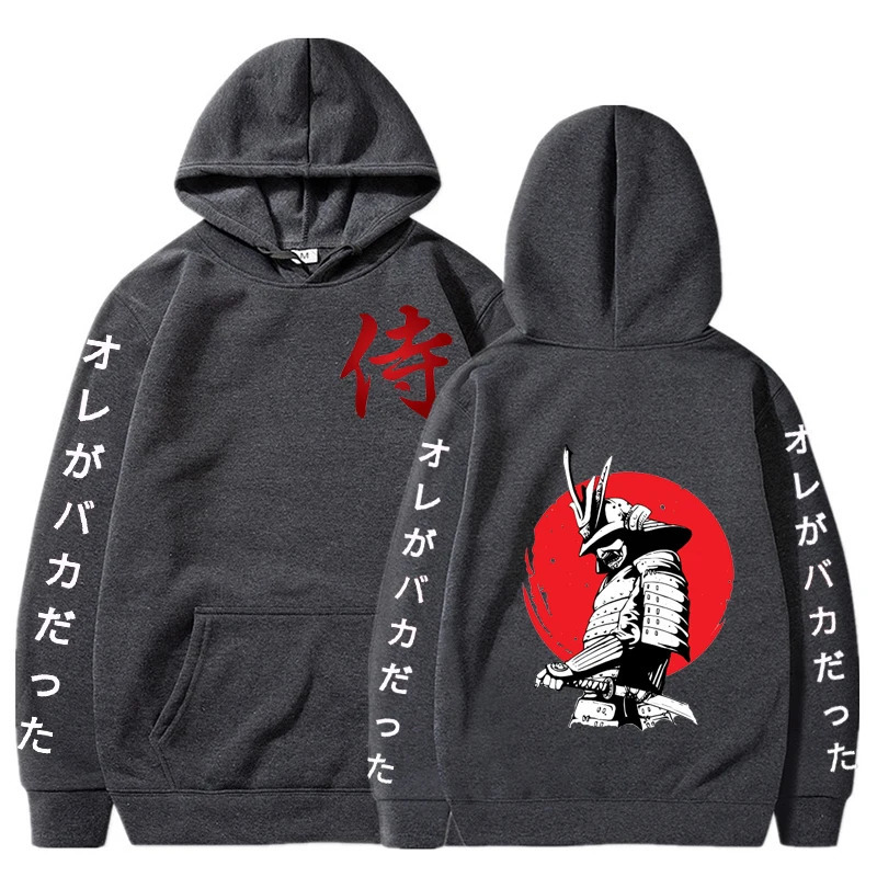 Samurai Japanese Style Anime Print Hoodie Street Harajuku Casual Loose Sweatshirt Comics Hiphop Clothing Unsex Pullover 240117