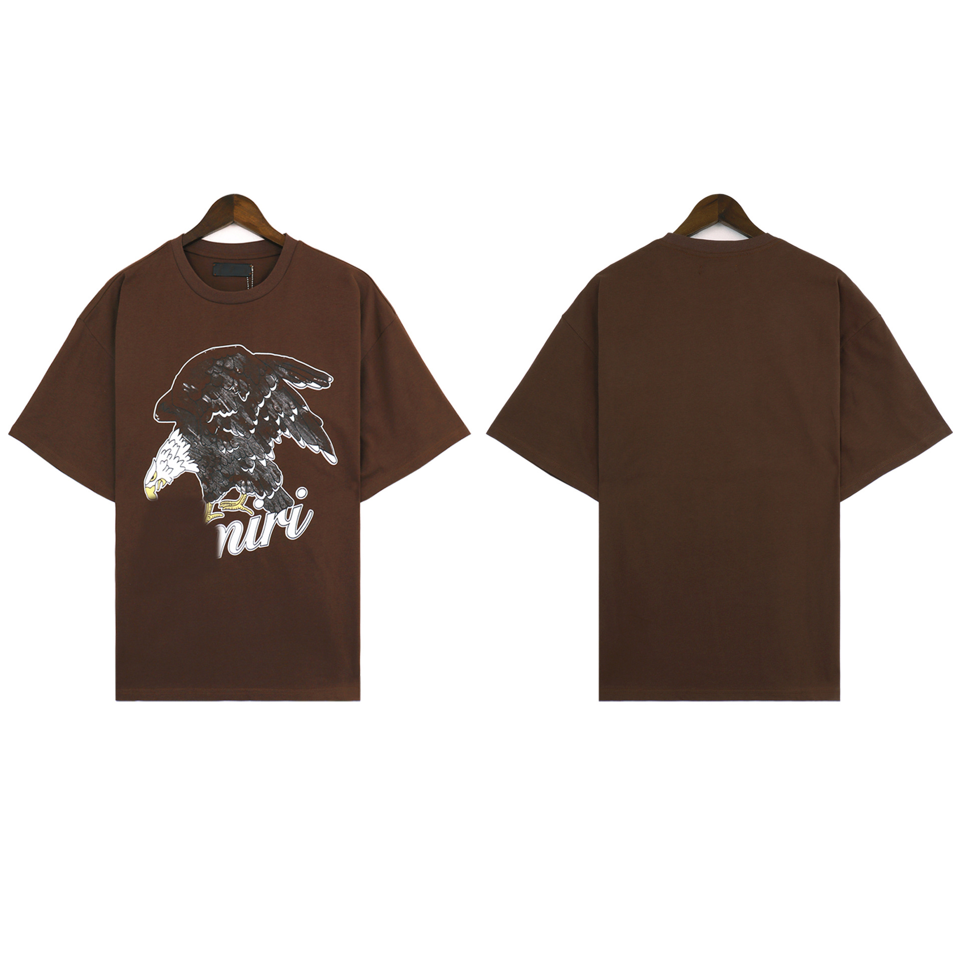 Men's Eagle T-shirts Letter Logo Printed Tops Round Neck Trendy Short Sleeve T-shirt