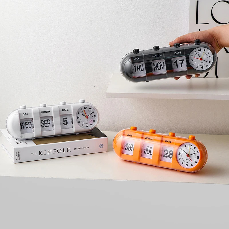 Modern Style Flip Calendar Clock Plastic Count Down Crafts Simple Bedroom Bedside Table Decoration Home Decor Desk Accessories 240116