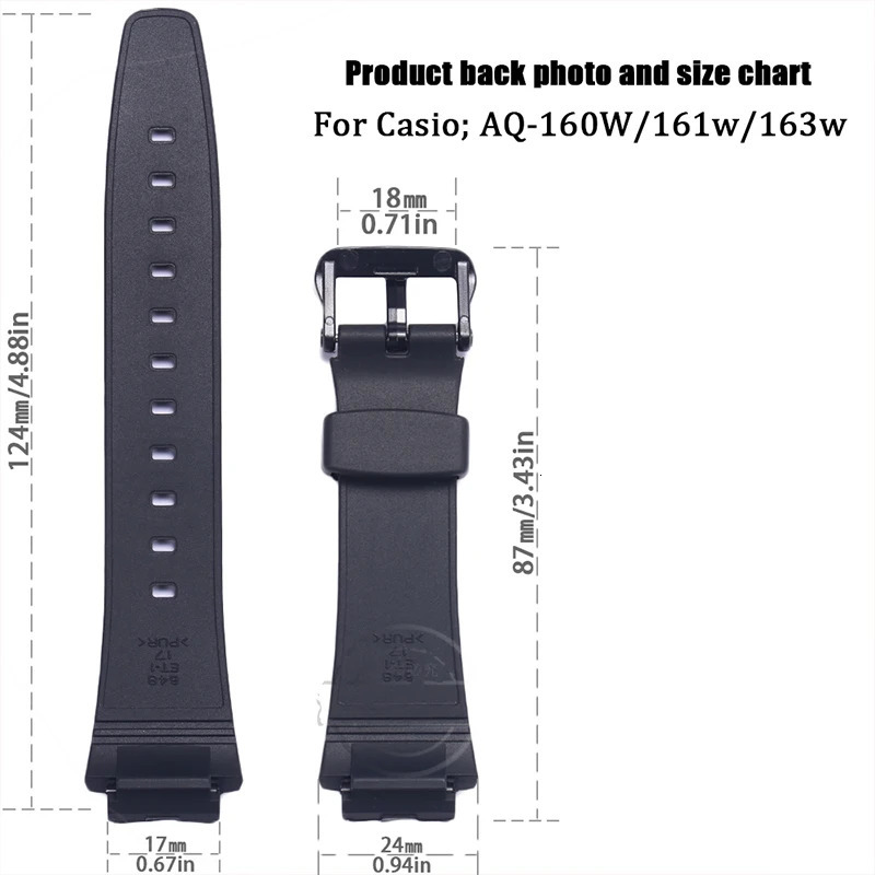 17mm Resin Replacement Strap For Casio AQ160w AQ161w AQ163w Men Band Rubber Sprot Waterproof Bracelet Watch Accessories 240116