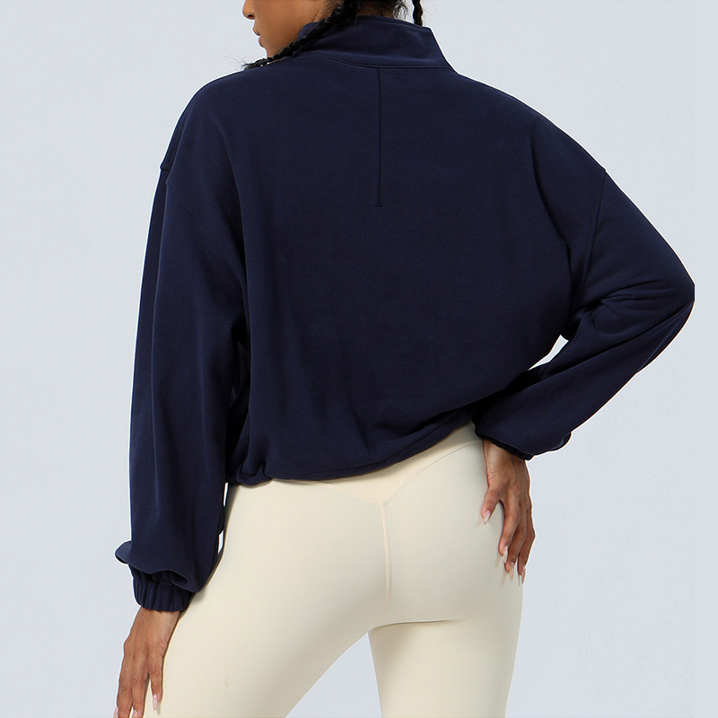 Women yoga sports hoodie women's autumn and winter loose half zip running smock drawstring fitness yoga wear long sleeves