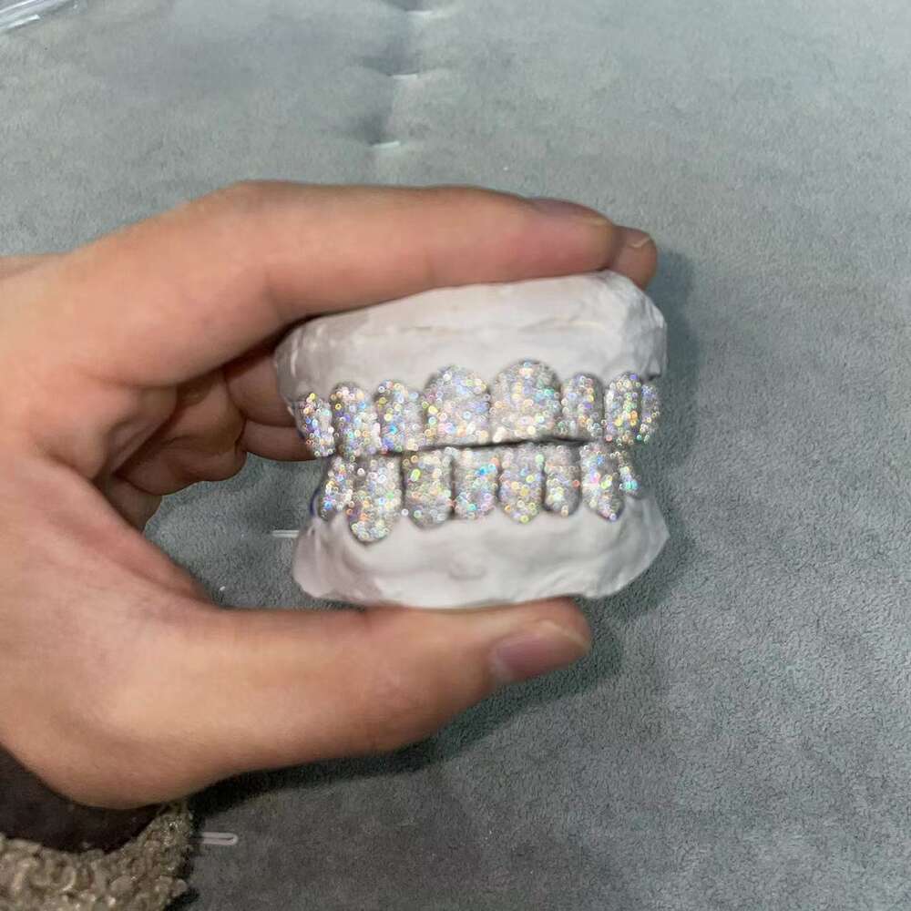 Custom Made Hip Hop Iced Out 925 Sterling silver Jewelry Permanent Cut VVS Moissanite Diamonds Teeth Mouth Grillz