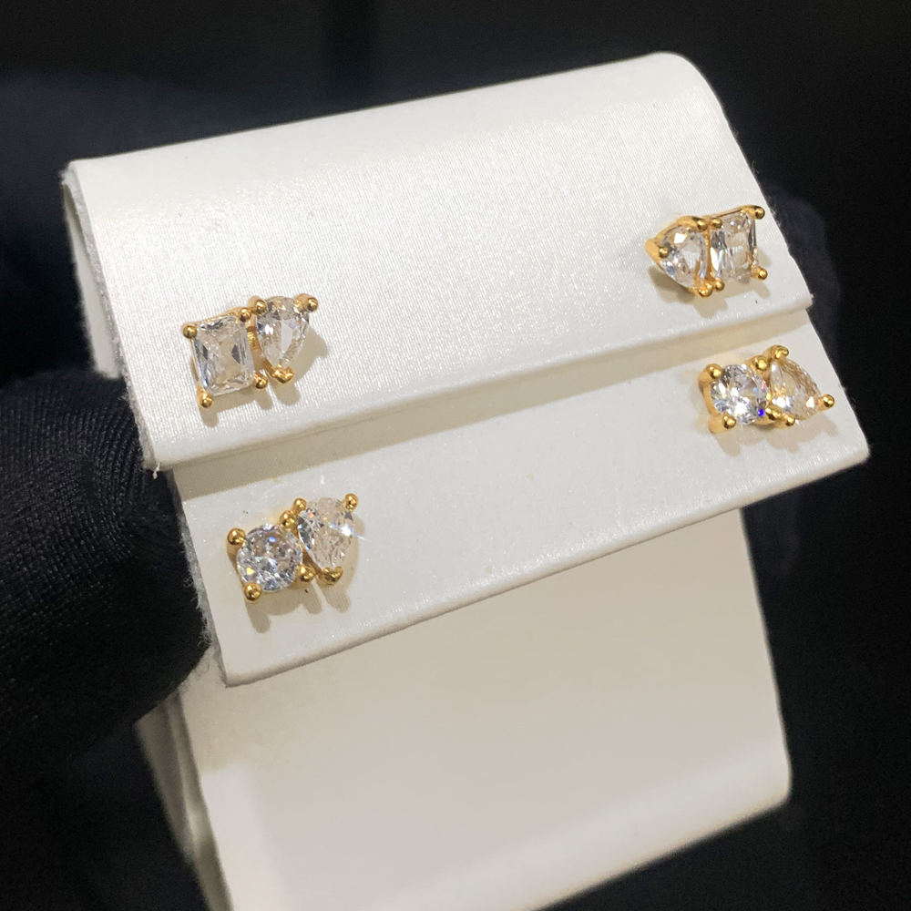 Sterg Sier Zircon Stud Earrings: Heart/Waterdrop/Elliptic, Gift for Her