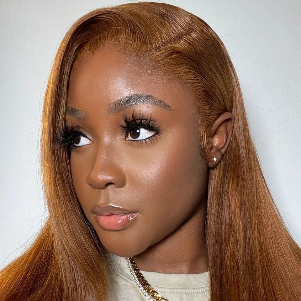 Free shipping Glueless Peruvian Soft Chocolate Brown Straight HD Front Silation Human Hair for Women Pre Plucked 360 Full Lace Frontal Wigs