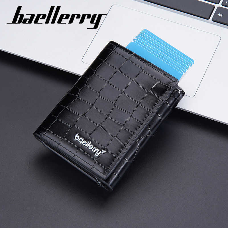 Men's Card Case Metal Aluminum Case Pop Card Case Crocodile Print Trifold Wallet 020824a