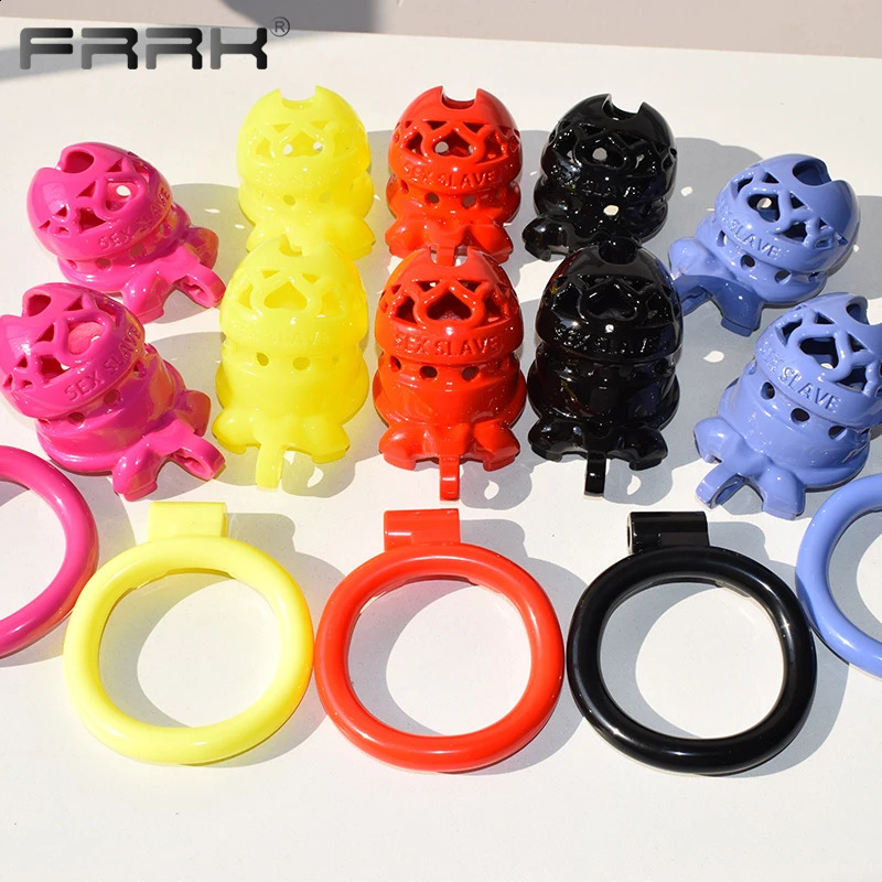 FRRK Locked Life Pink Plastic Chastity Cage with 4 Sizes Penis Rings Adults Sex Products BDSM Toys Sexual Shop Small Standard 240117