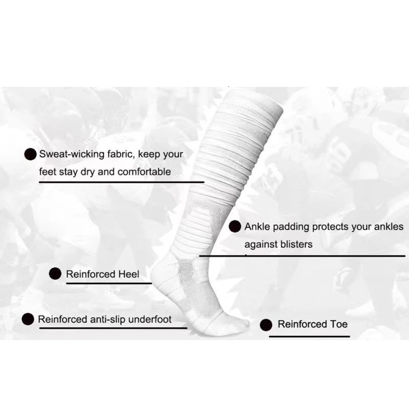 Scrunch Padded Football Socks for Men Women Extra Athletic Long Sports Soccer Knee High Tube Sock Adults Youth 240117