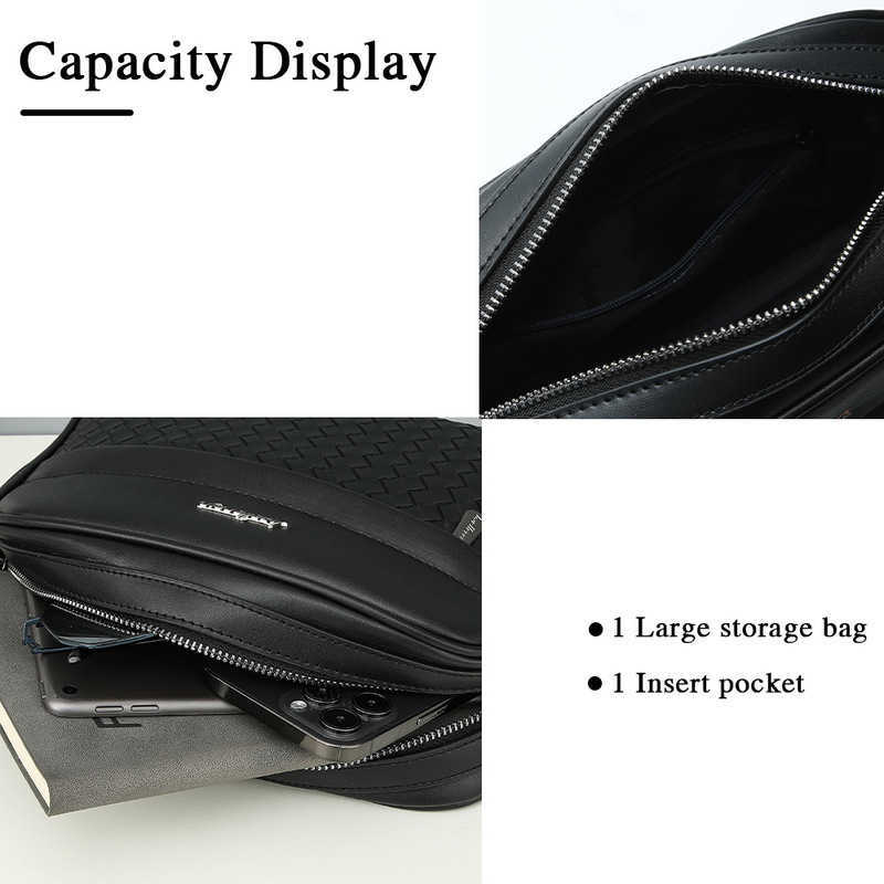 Fashion Men's Bags Business Woven Pattern Shoulder Crossbody Bag Shoulder Backpack 020724a