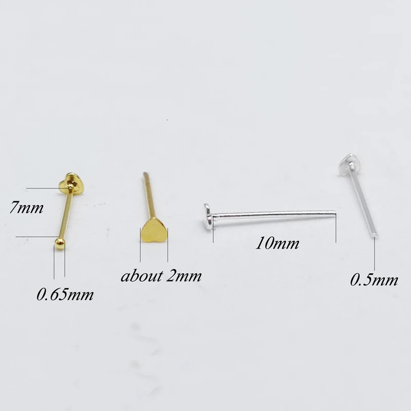 pack of 20pcs 925 Sterling Silver Heart tiny Nose stud pin Nose piercing Nariz jewelry 240117